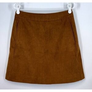 J.Crew A-Line Skirt 6 Camel Brown Faux Suede Pockets Back Zip Lined